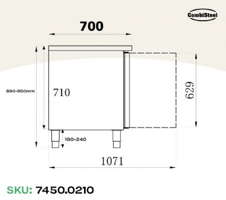 Table desserte réfrigérée 2 portes pleines 390 L positive - Combisteel - 7450.0210
