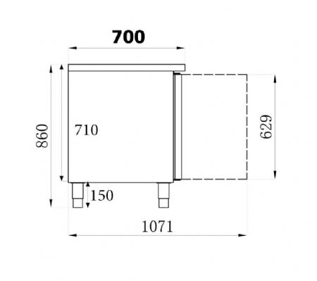 Table desserte réfrigérée 3 portes pleines 580 L positive - Combisteel - 7450.0215