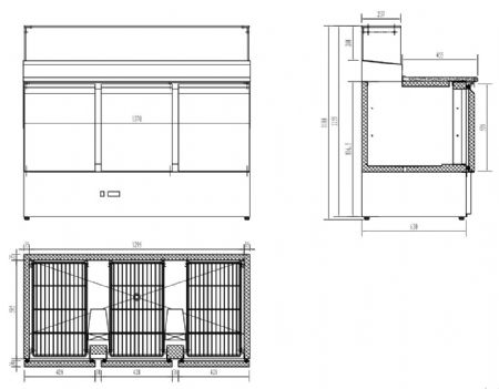 Meuble à pizza 3 portes pleines positif - Combisteel - 7450.0220