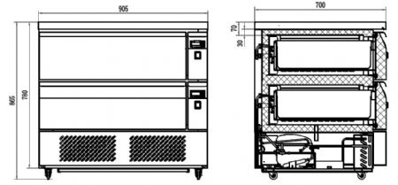 Soubassement réfrigéré 2 tiroirs 179 litres positif - Combisteel - 7450.0240