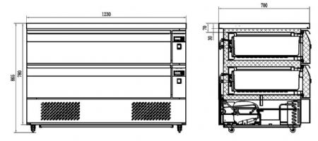 Table desserte réfrigérée 2 tiroirs 265 litres positive - Combisteel - 7450.0245