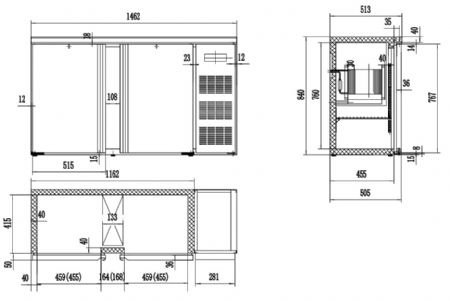 Arrière bar 2 portes pleines 350 L positif - Combisteel - 7450.0315