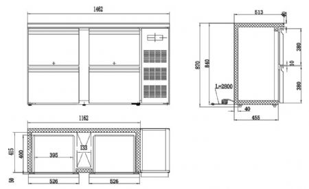 Arrière-bar 350 L positif - Combisteel - 7450.0317
