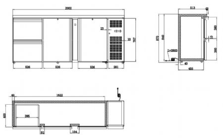 Arrière-bar 2 portes pleines 537 L positive - Combisteel - 7450.0321