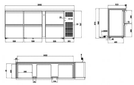 Arrière-bar 537 L positif - Combisteel - 7450.0323