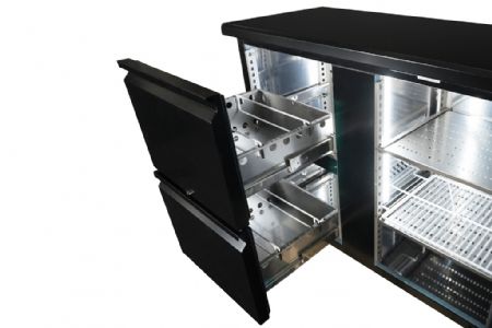 Arrire bar rfrigre noir 3 portes et 2 tiroirs 2542x513x860