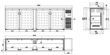 Arrière-bar 4 portes vitrées 698 L positive - Combisteel - 7450.0345