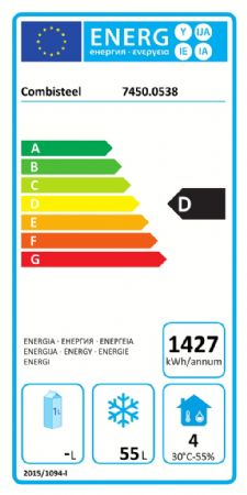 Congélateur à poser en acier inoxydable 1 porte pleine 101 L - Combisteel - 7450.0538