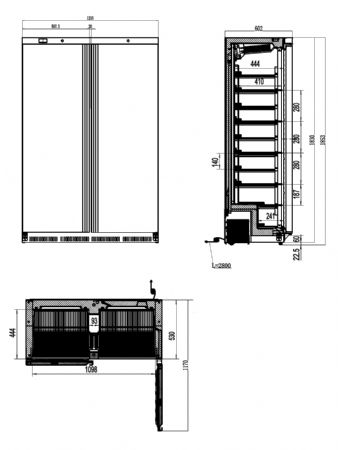 Armoire rfrigre pro avec 2 portes capacit 744 L