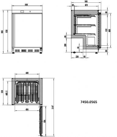 Congélateur à poser en acier inoxydable 1 porte pleine 120 L - Combisteel - 7450.0565