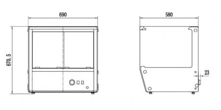 Vitrine chauffante 137l - 690x580x671