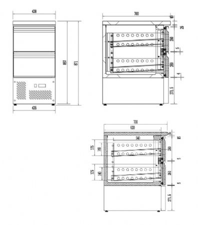 Table rfrigre professionnelle 2 tiroirs 435x700x870