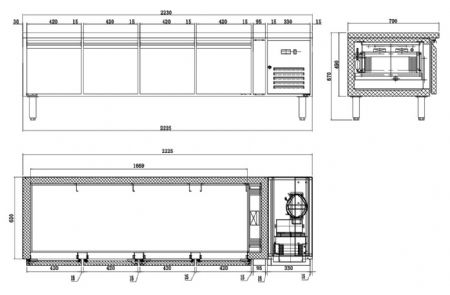 Soubassement réfrigéré 4 portes pleines 420 L positif - Combisteel - 7450.0765