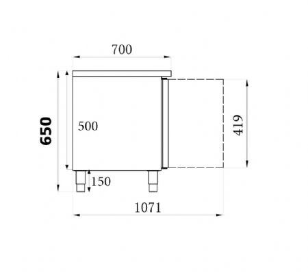Table rfrigre professionnelle haute 4 portes 2230x700x650
