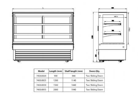 Vitrine réfrigérée panoramique positive noire 1500x680x1200 mm - Combisteel - 7450.0830