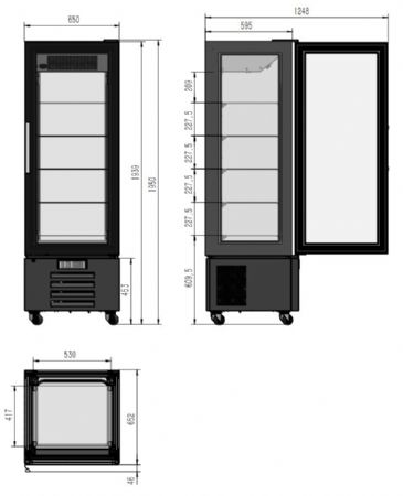 Vitrine réfrigérée de Boulangerie Pâtisserie 400 L Noire positive 650 mm - Combisteel - 7450.0845