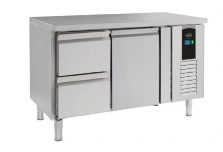 Table de travail rfrigre 1 portes et 1 porte contenant 2 tiroirs - 190L