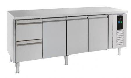 Table de travail rfrigre 3 portes et 1 porte contenant 2 tiroirs - 393L