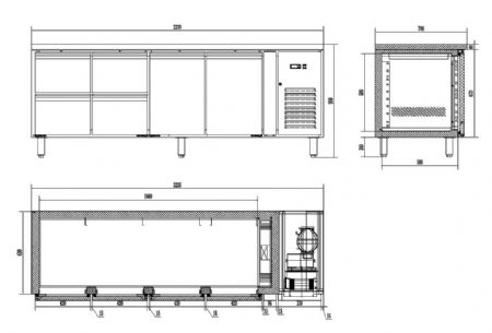 Table desserte réfrigérée 2 portes pleines 4 tiroirs 284 L - Combisteel - 7450.5035