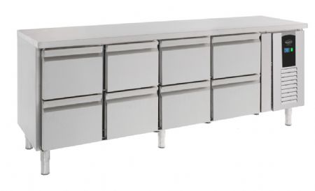 Table de travail rfrigre 4 portes contenant 2 tiroirs chacunes - 393L