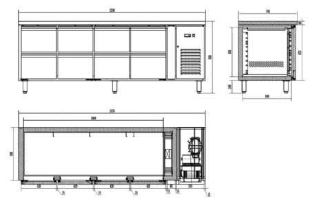 Table desserte réfrigérée 8 tiroirs 211 L positive - Combisteel - 7450.5050