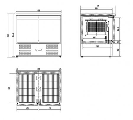 Table desserte réfrigérée 2 portes pleines 257 L positive - Combisteel - 7450.5100