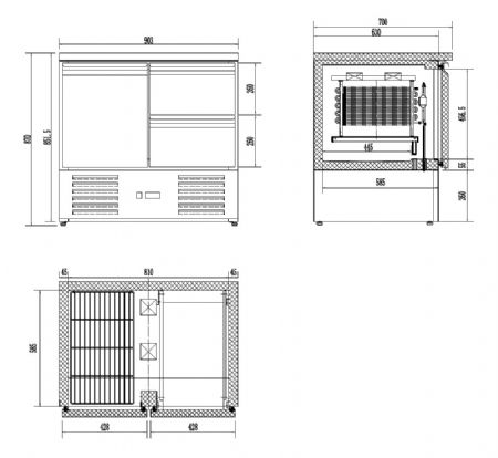 Table desserte réfrigérée 1 porte pleine 2 tiroirs 257 L - Combisteel - 7450.5105