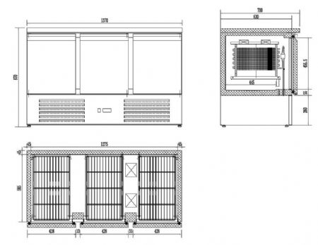 Table desserte réfrigérée 3 portes pleines 400 L positive - Combisteel - 7450.5115