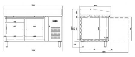 Meuble à pizza 2 portes pleines positif 268 L Monophasé - Combisteel - 7450.5200