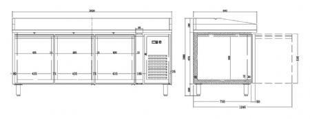 Meuble à pizza 3 portes pleines positif 410 L - Combisteel - 7450.5205