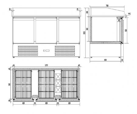 Meuble à pizza 3 portes pleines positif - Combisteel - 7450.5220