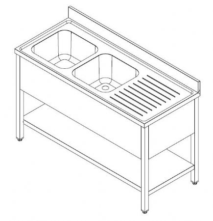 Plonge Inox 2 bacs 1600x700x850 mm - Combisteel - 7452.0445