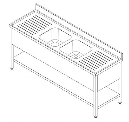 Plonge Inox 2 bacs 2000x700x850 mm - Combisteel - 7452.0455