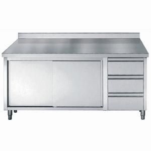 Meuble bas de rangement inox portes coulissantes et tiroirs avec bord relevé 2000x700x850 mm - Combisteel - 7452.0930 Meuble bas de rangement inox portes coulissantes et tiroirs avec bord relevé 2000x700x850 mm - Combisteel - 7452.0930