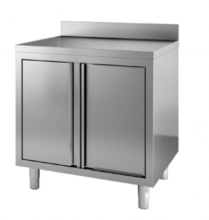 Meuble bas de rangement inox porte à tambour avec bord relevé 800x700x850 mm - Combisteel - 7452.3070