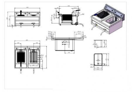 Friteuse professionnelle a poser electrique double cuve 2x12l -  2x9kW