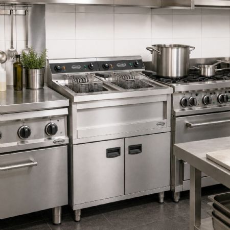 Friteuse cuisine pro profondeur 700 Triphasé 2x 12 litres - 2x6 kW - Combisteel - 7455.0960
