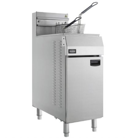 Friteuse professionnelle gaz propane 1 cuve 21l sur armoire ferme