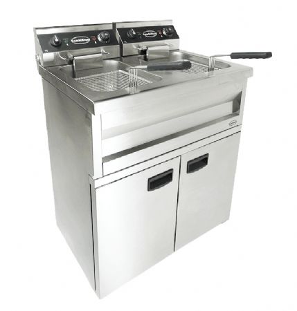 Friteuse professionnelle sur coffre monophasé 2 cuves de 9 L 2 paniers - Combisteel - 7455.0985