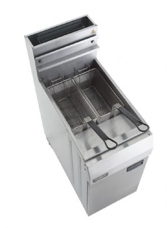 Friteuse professionnelle  gaz 1 cuve 21l sur armoire ferme