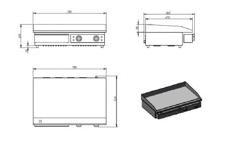 Plaque à snacker monophasé 3.5 kW surface lisse - Combisteel - 7455.1080