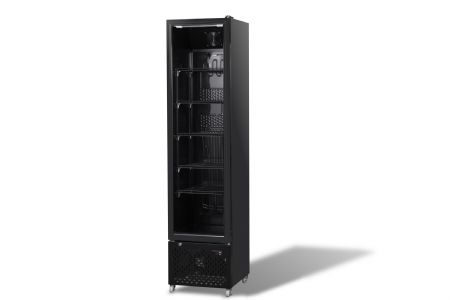 Congélateur noir avec 1 porte vitrée battante de 208L