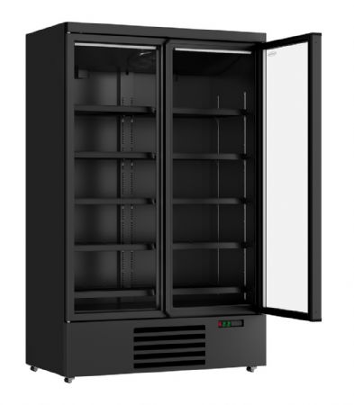 Vitrine murale de supermarché noire 2 portes vitrées positive 1253 mm - Combisteel - 7455.2230
