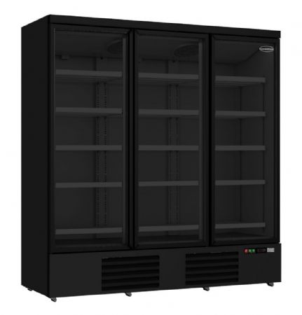 Vitrine murale de supermarché noire 3 portes vitrées positive 1880 mm - Combisteel - 7455.2235
