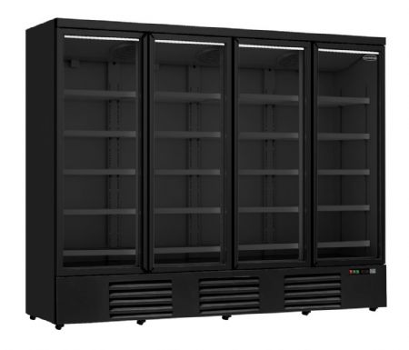 Vitrine murale de supermarché noire 4 portes vitrées positive 2508 mm - Combisteel - 7455.2240