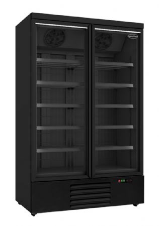 Vitrine murale négative de supermarché noire 2 portes vitrées 1253 mm - Combisteel - 7455.2245