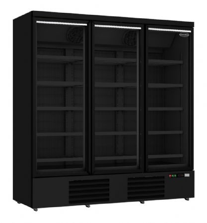 Vitrine murale négative de supermarché noire 3 portes vitrées 1880 mm - Combisteel - 7455.2250