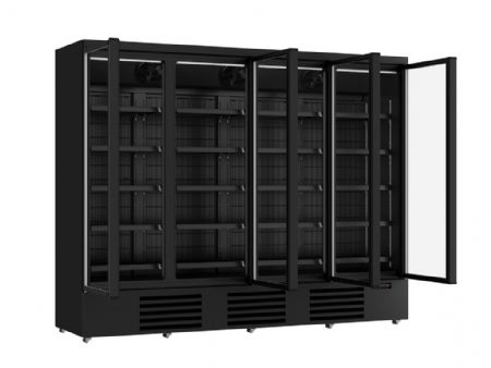 Vitrine murale négative de supermarché noire 4 portes vitrées 2550 mm - Combisteel - 7455.2252