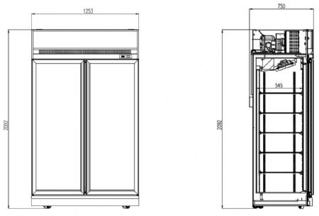 Vitrine murale de supermarché blanche 2 portes vitrées positive 1253 mm - Combisteel - 7455.2400