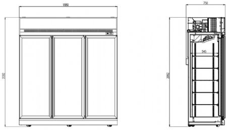 Vitrine murale de supermarché blanche 3 portes vitrées positive 1880 mm - Combisteel - 7455.2410